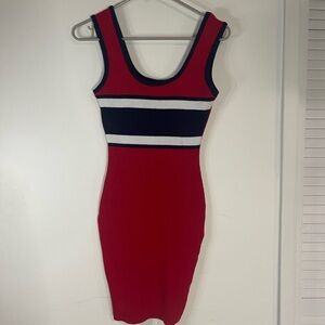 Windsor Red and Black Colorblock Mini Dress